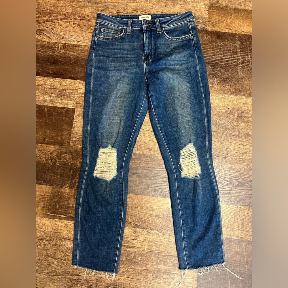 NWOT L’AGENCE El Matador Slim High Rise Ripped Jeans Rustic Blue size 27